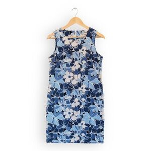 Vintage J.W. Treci Blue Floral Midi Shift Dress